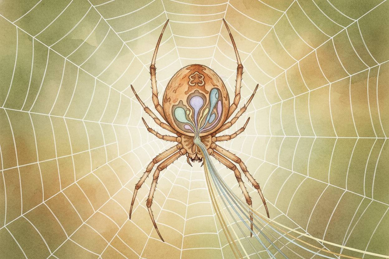 She has recipes for **SEVEN different kinds** of silk in those spinnerets. ~~Sticky silk for catching~~. Strong silk for