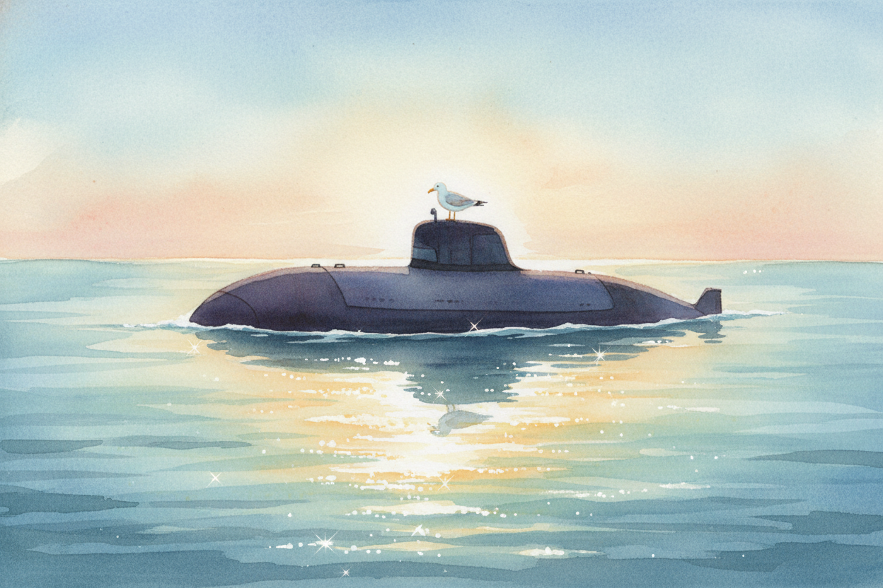 A submarine is basically a ~~giant metal bottle~~ that can **sink on purpose** — and then come back up whenever it wants