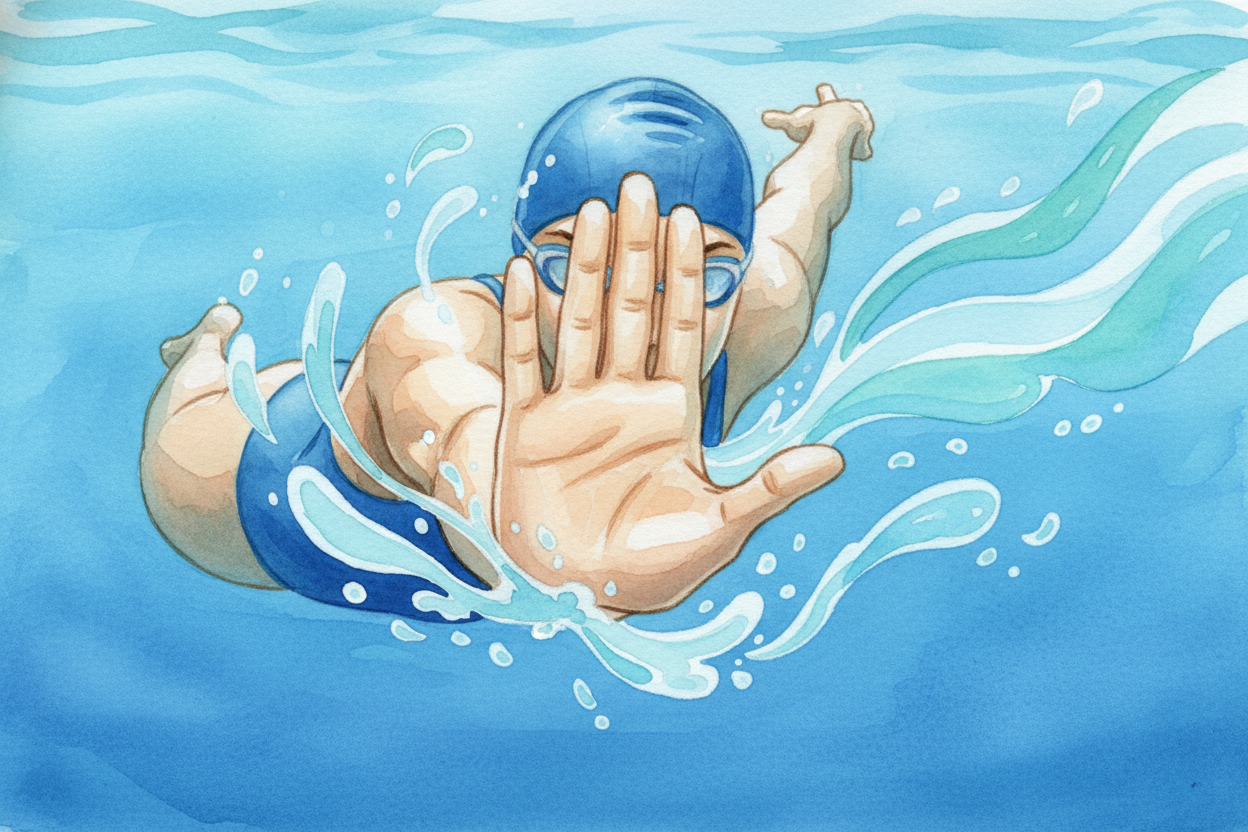 ~~Then there's the pull.~~ Every stroke is a **backwards shove against the water**. You know how you *push off the wall 