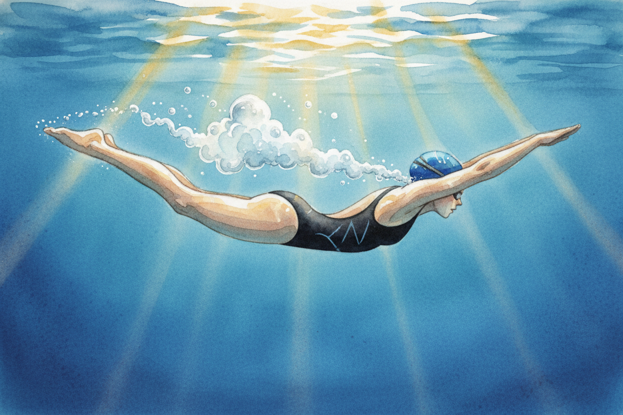 ~~The fastest moments?~~ Those aren't even swimming. After every turn, swimmers push off the wall underwater and dolphin