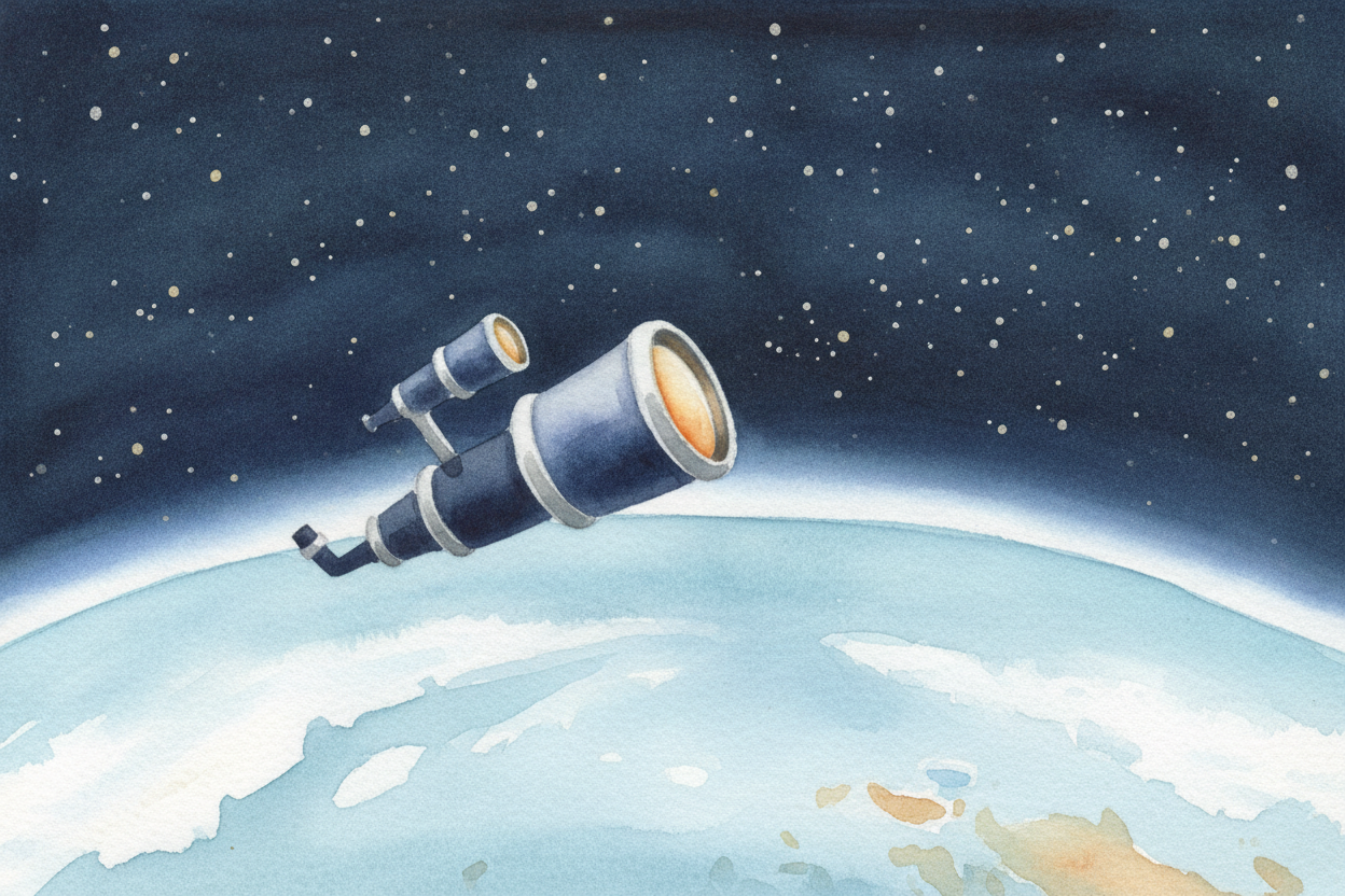 ~~So we cheat the air.~~ We put telescopes on tall, dry mountaintops where it's thin and calm. Or we go all the way abov