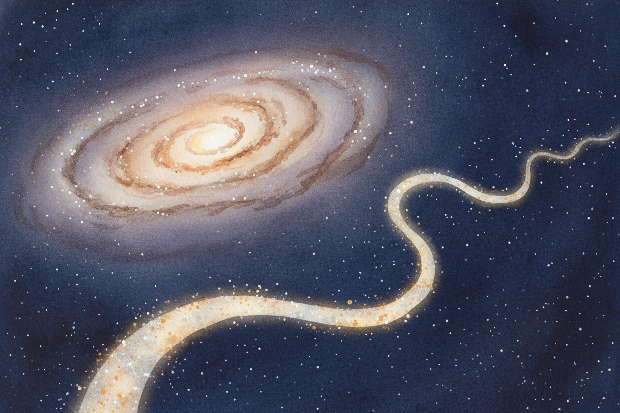 ~~And here's the strangest trick of all.~~ Light is slow, by space standards — so the light arriving now left its star y