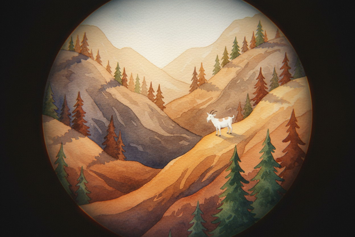 **More light means more information**. ~~Suddenly~~ you can see the mountain's texture — the *individual trees, the shad
