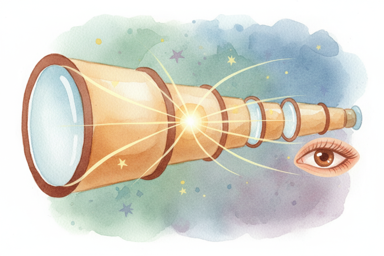 ~~But telescopes do a second trick, too:~~ they magnify. After the big lens or mirror catches all that light, it bounces