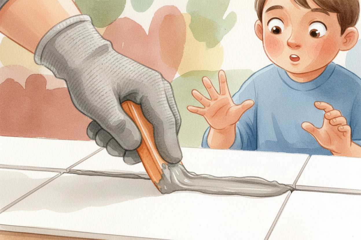 ~~Because of grout.~~ Grout is the **squishy paste** installers smoosh into the cracks after the tiles go down. It's *fl