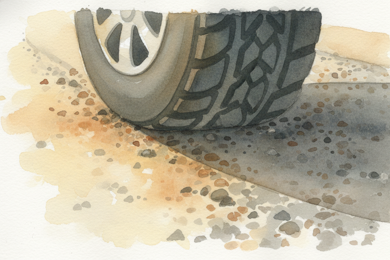 ~~Look down at a tire spinning on pavement.~~ Smooth rubber on smooth stone — _how does it not just slip and slide like 