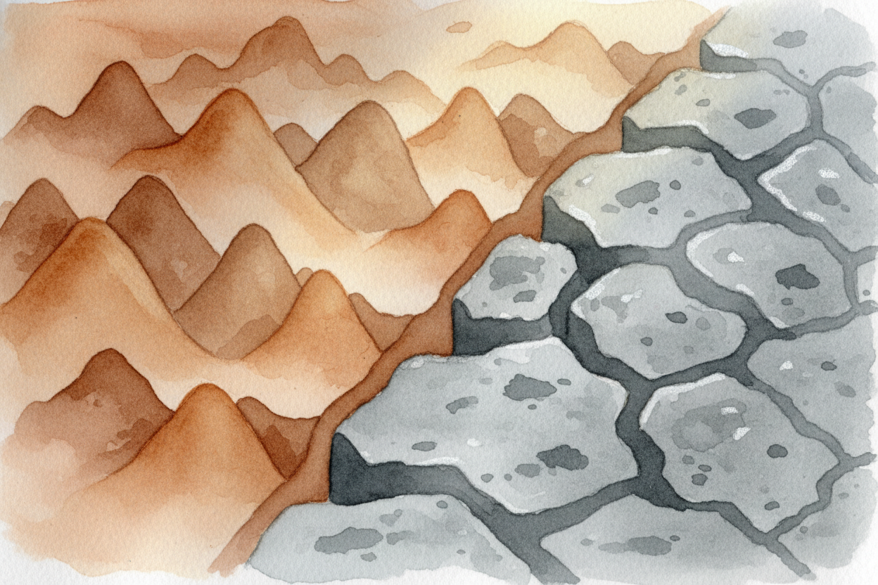 ~~Zoom in close, microscope-close,~~ and smooth rubber isn't smooth at all. It's a **landscape of tiny hills and valleys