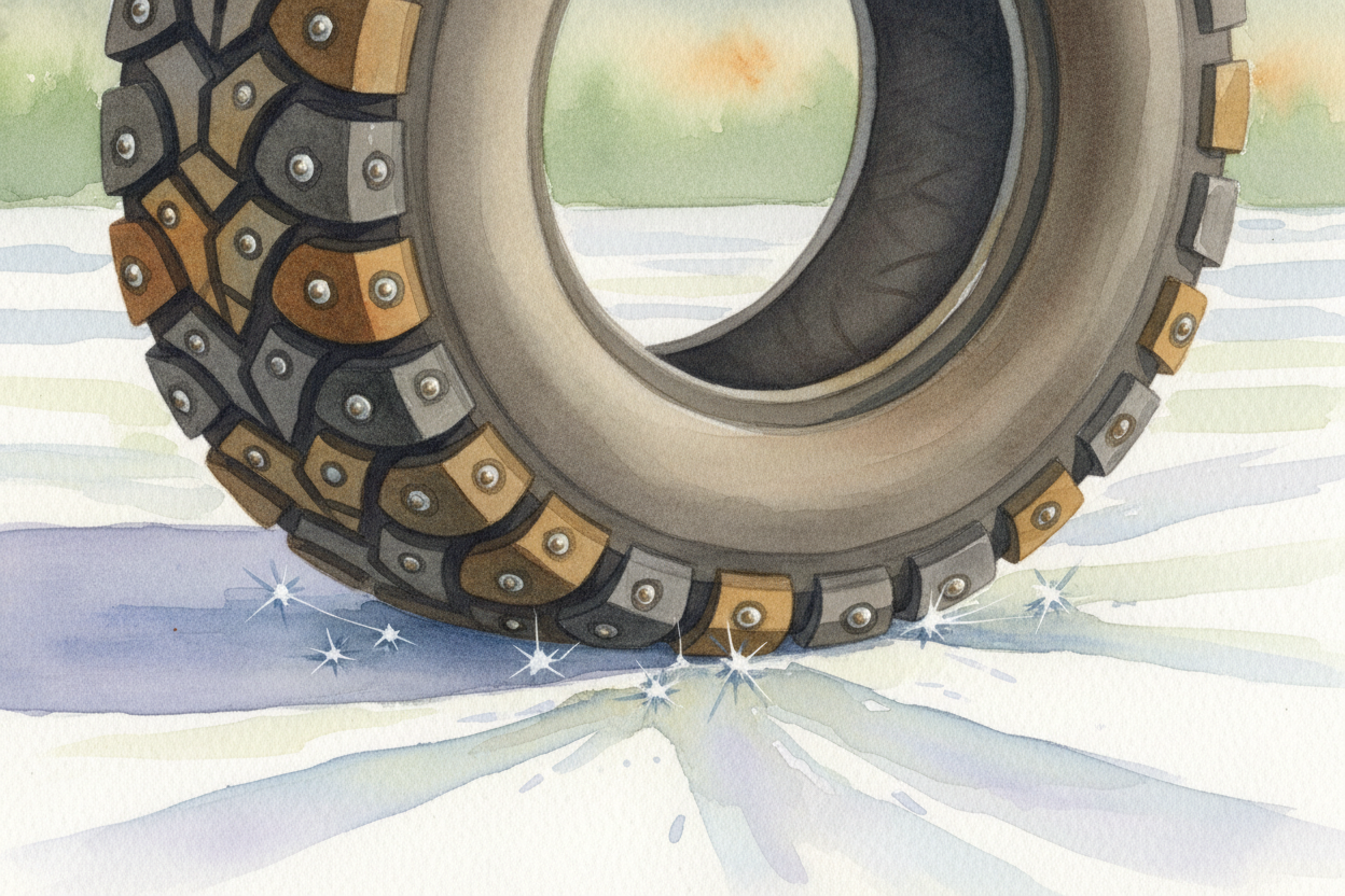 ~~Ice is the ultimate betrayal.~~ It's **too hard for rubber to mold around, and too slippery for the hills to catch**. 
