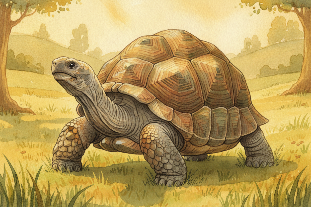 A giant tortoise plods across the grass, unbothered, ancient, and slow. Some have outlived the people who first named th