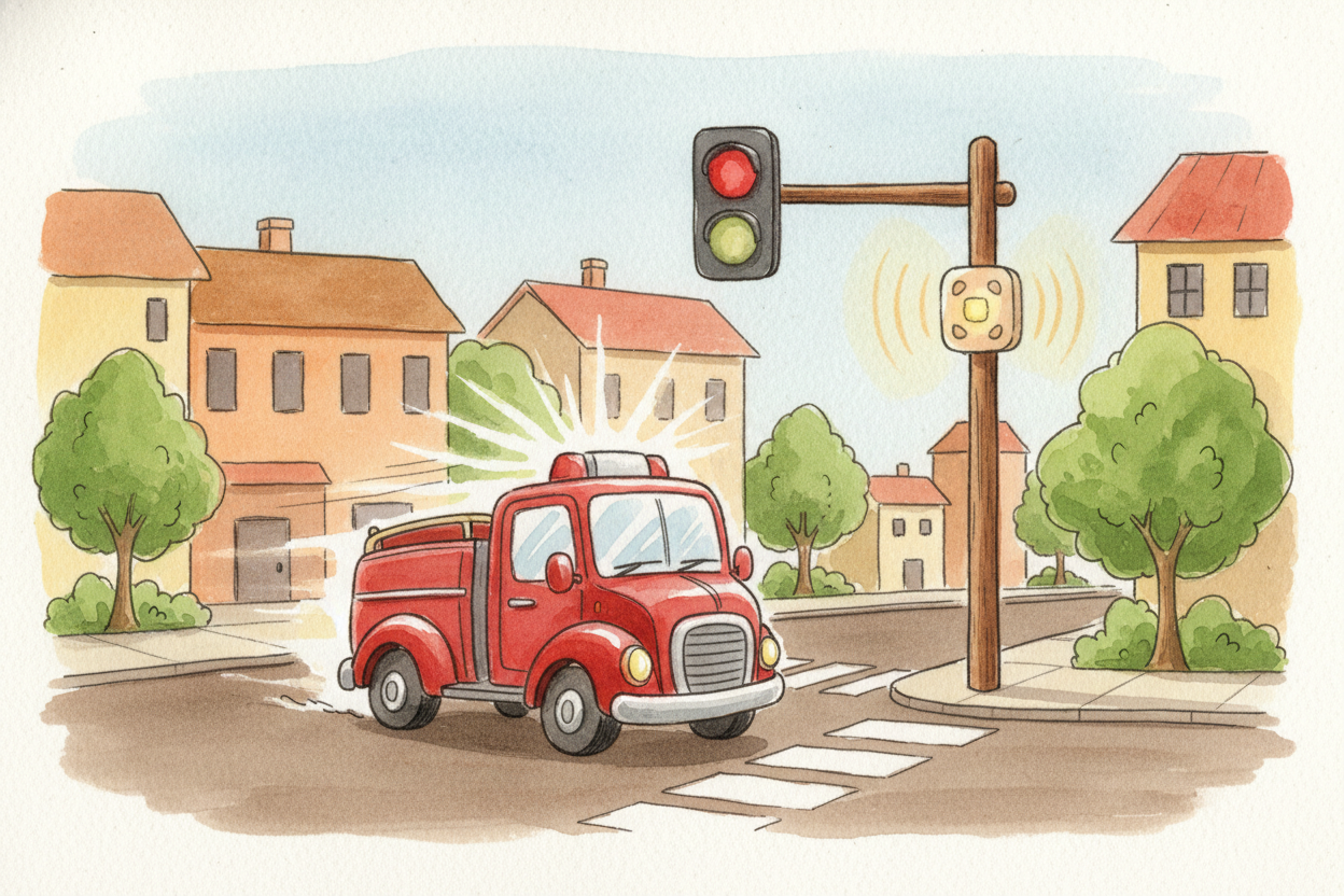 Emergency vehicles get a shortcut. That flashing white strobe on top of a firetruck? It's not just a warning light — it'