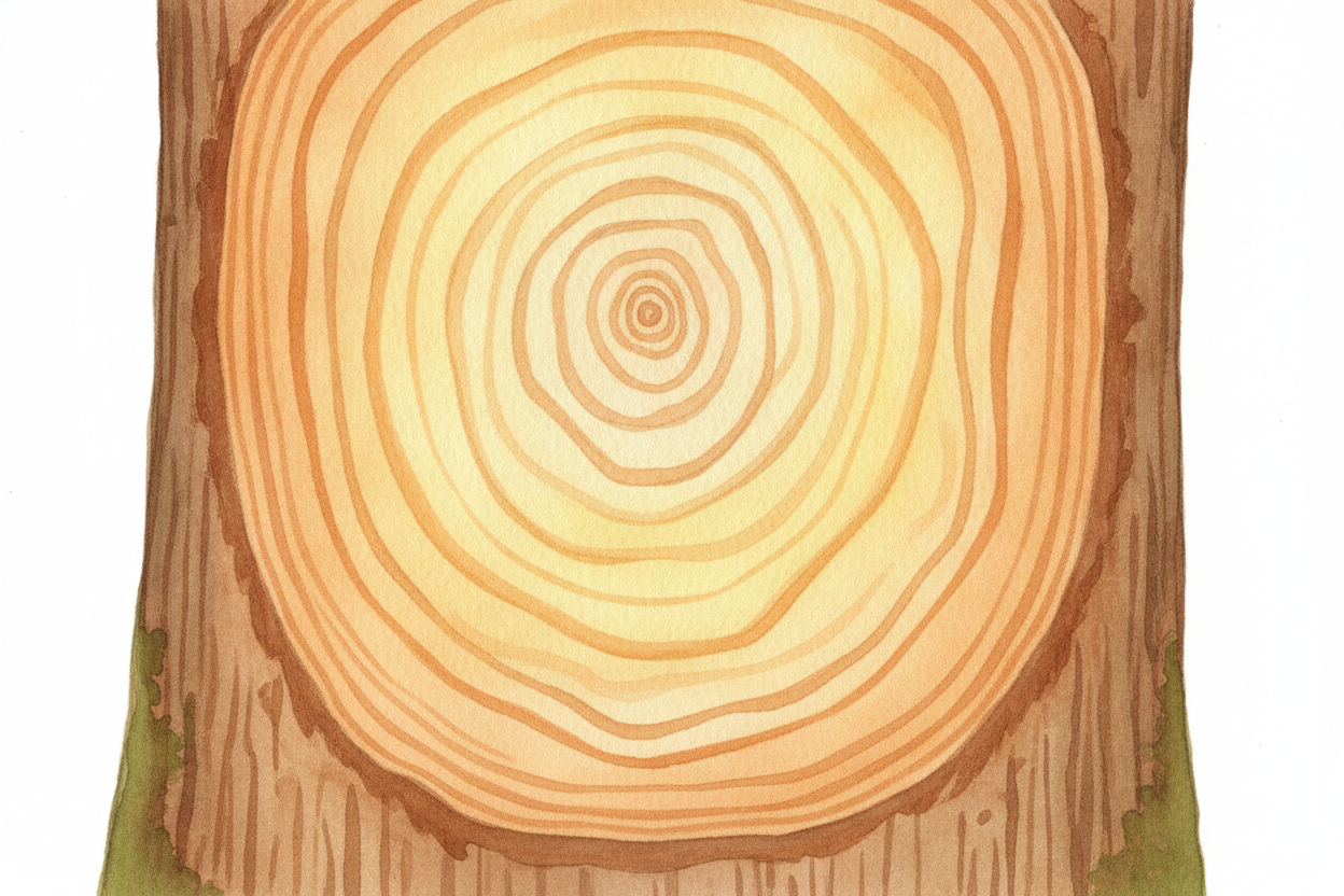 That sugar is the tree's **food and its bricks**. ~~The tree turns it into wood~~ — the strong stuff that makes a trunk 