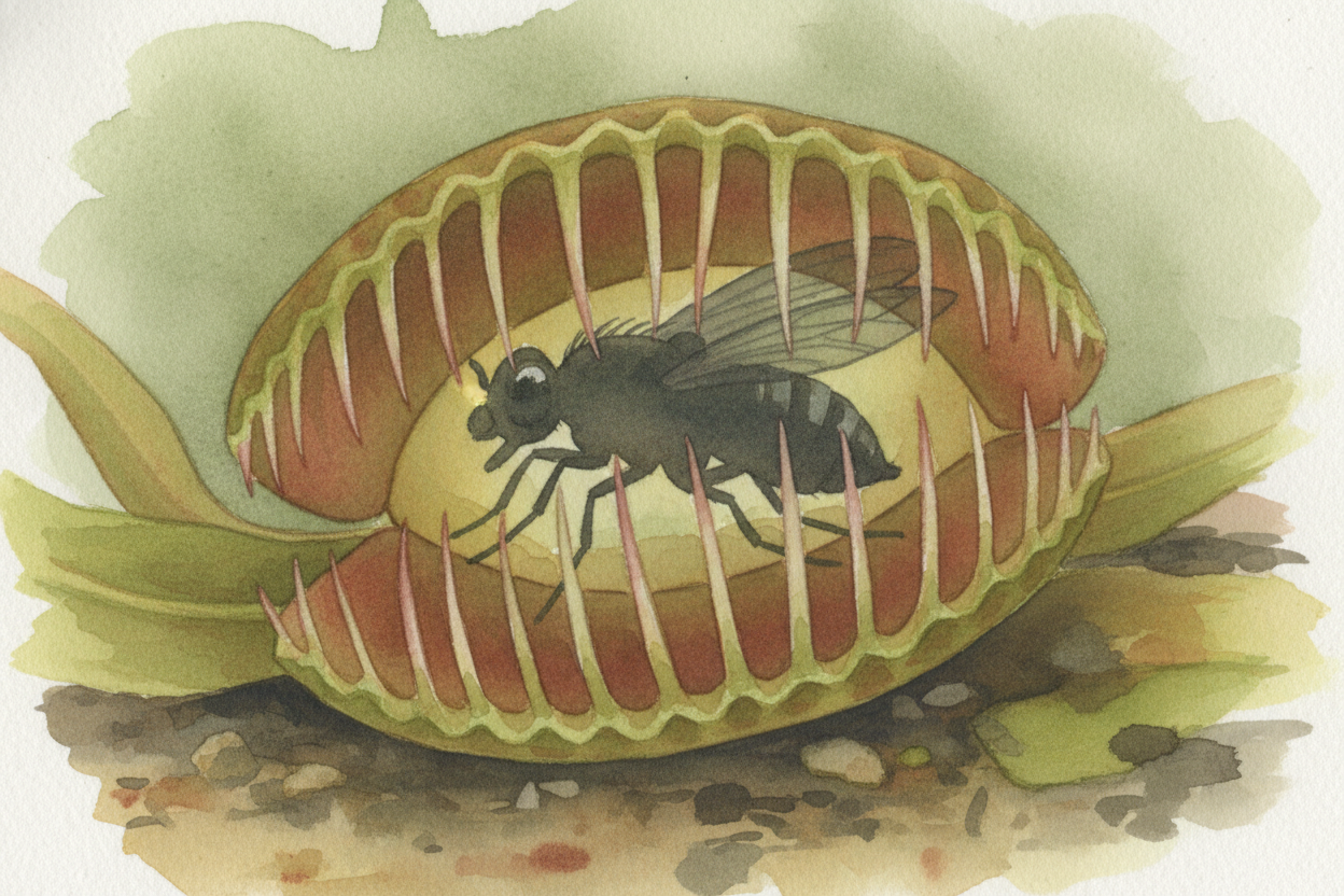 ~~But the plant still isn't done counting.~~ The trap stays slightly open at first, with *gaps between its teeth*. If th