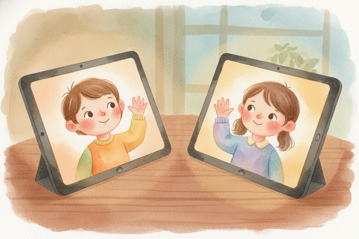 You press a button and suddenly your friend's face fills the screen — smiling, waving, talking to you in real time. They