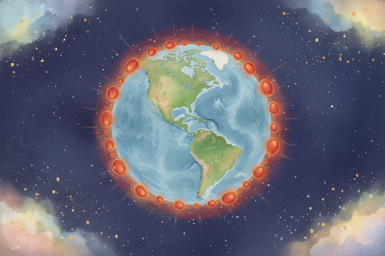 Volcanoes **aren't random**. Most live along the edges of Earth's tectonic plates — the **giant puzzle pieces** of crust