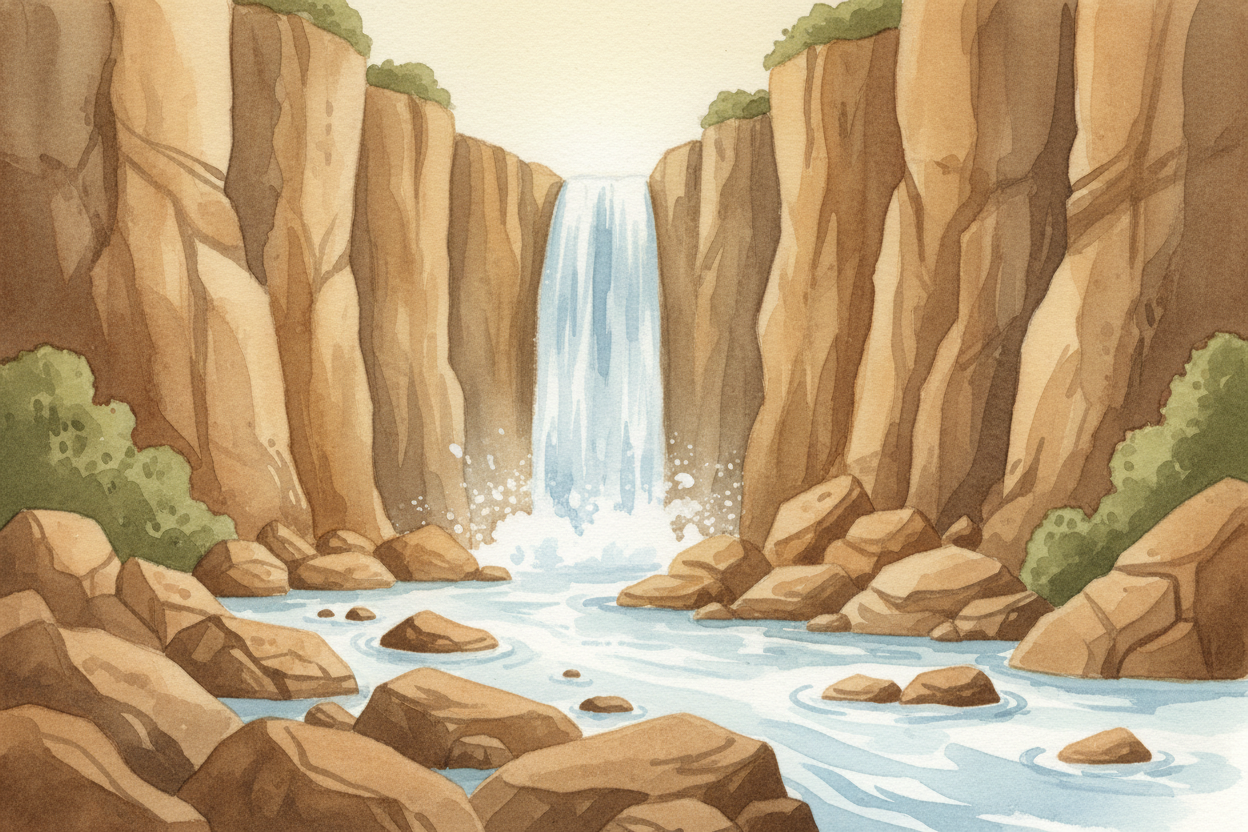 So ~~the same thing happens again~~: the soft rock below gets hollowed out, the hard rock on top loses its support, anot