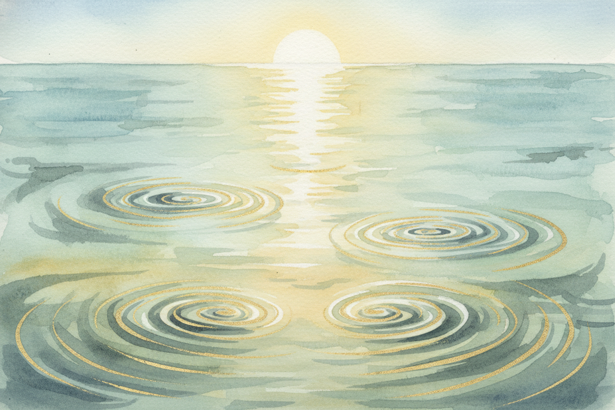 ~~Wind is the wave-maker.~~ When wind blows across flat water, it drags on the surface **like fingers brushing across a 