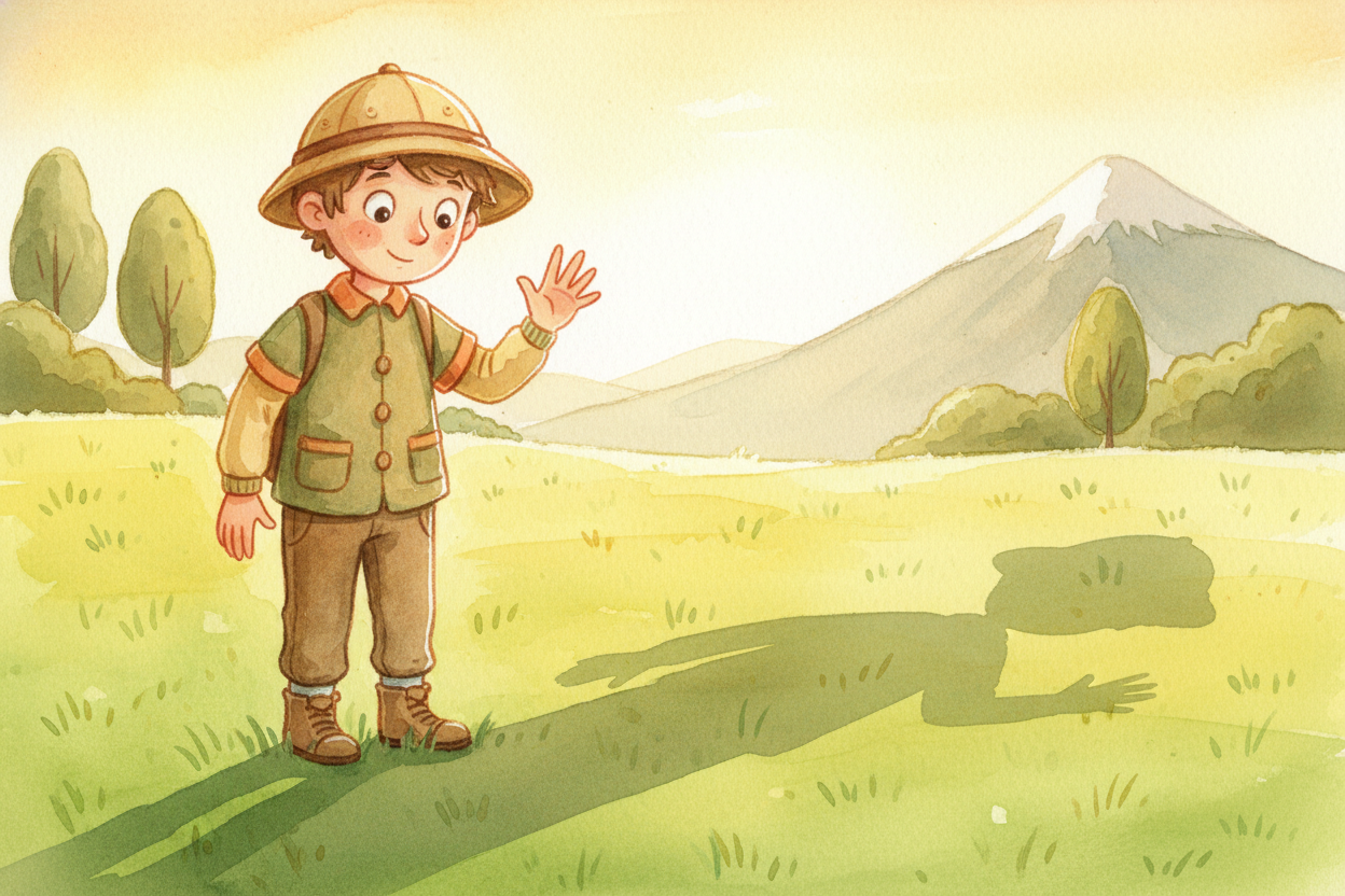 ~~Now meet your helper: yourself.~~ Stand near the tree and let the Sun draw your shadow on the grass. You already know 