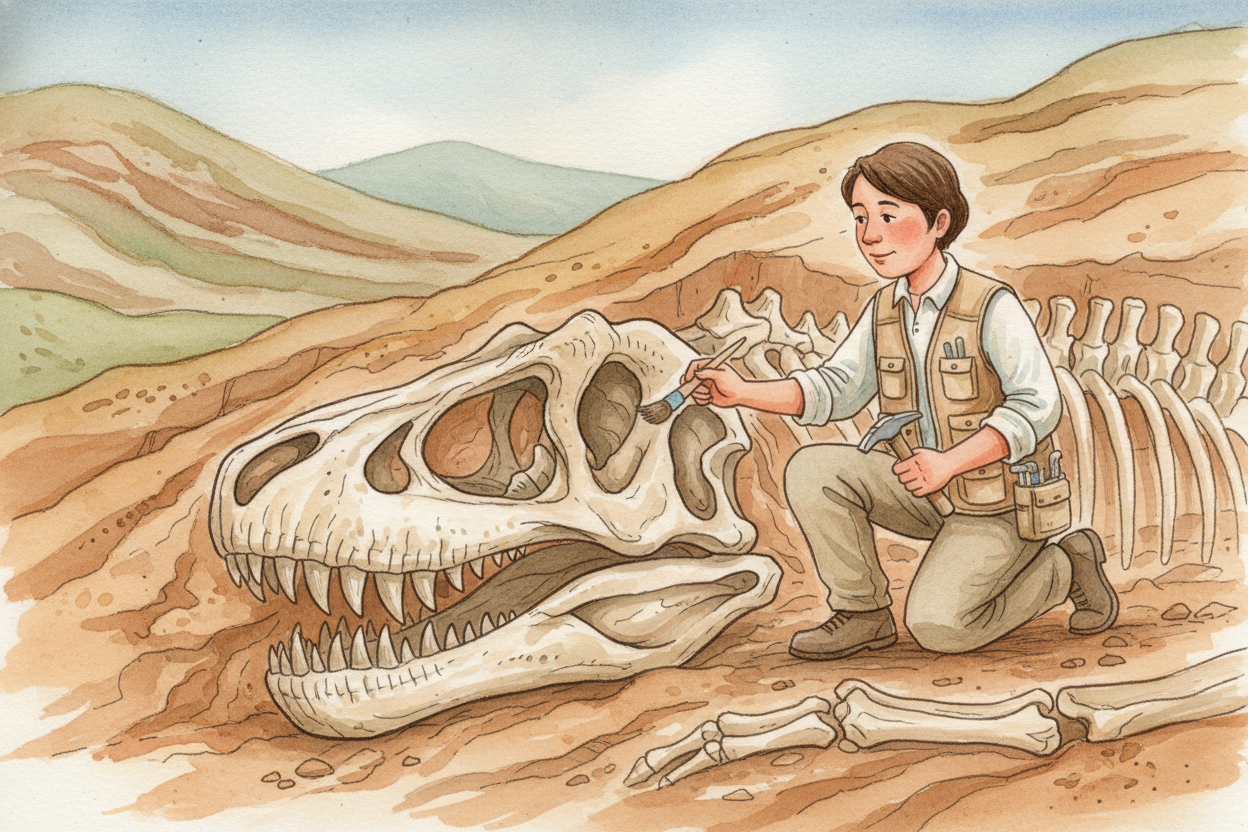 Fossils are **time capsules made by accident**. A dinosaur dies in a riverbed. Mud buries it. Over ~~millions of years~~