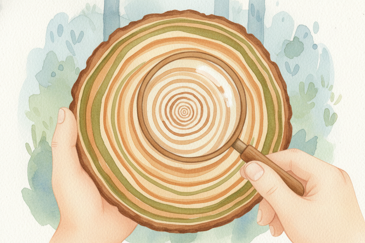 Sometimes **the earth itself keeps a diary**. Trees grow *one ring per year*, _thick in wet years and thin in dry ones_.