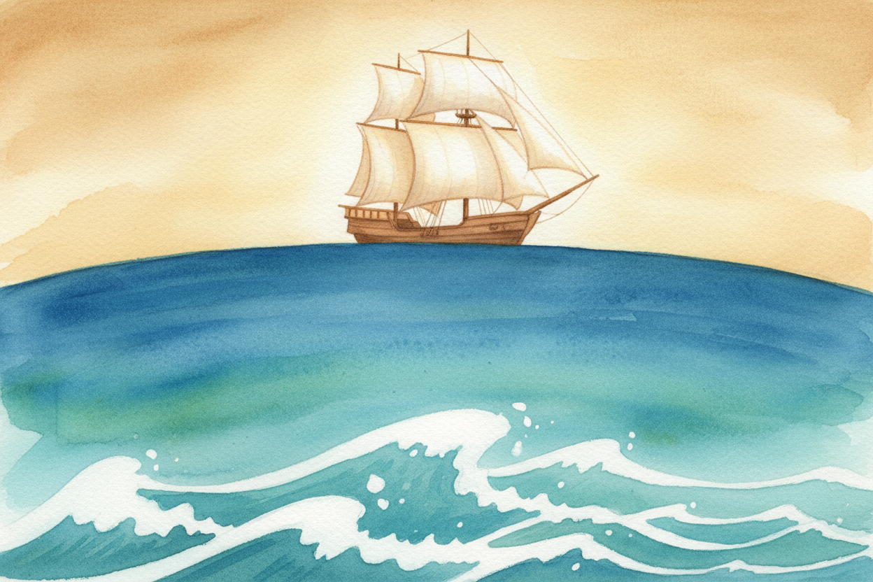 ~~Here's the first clue:~~ when a ship sails away from shore, it doesn't just get smaller and smaller until it's a tiny 