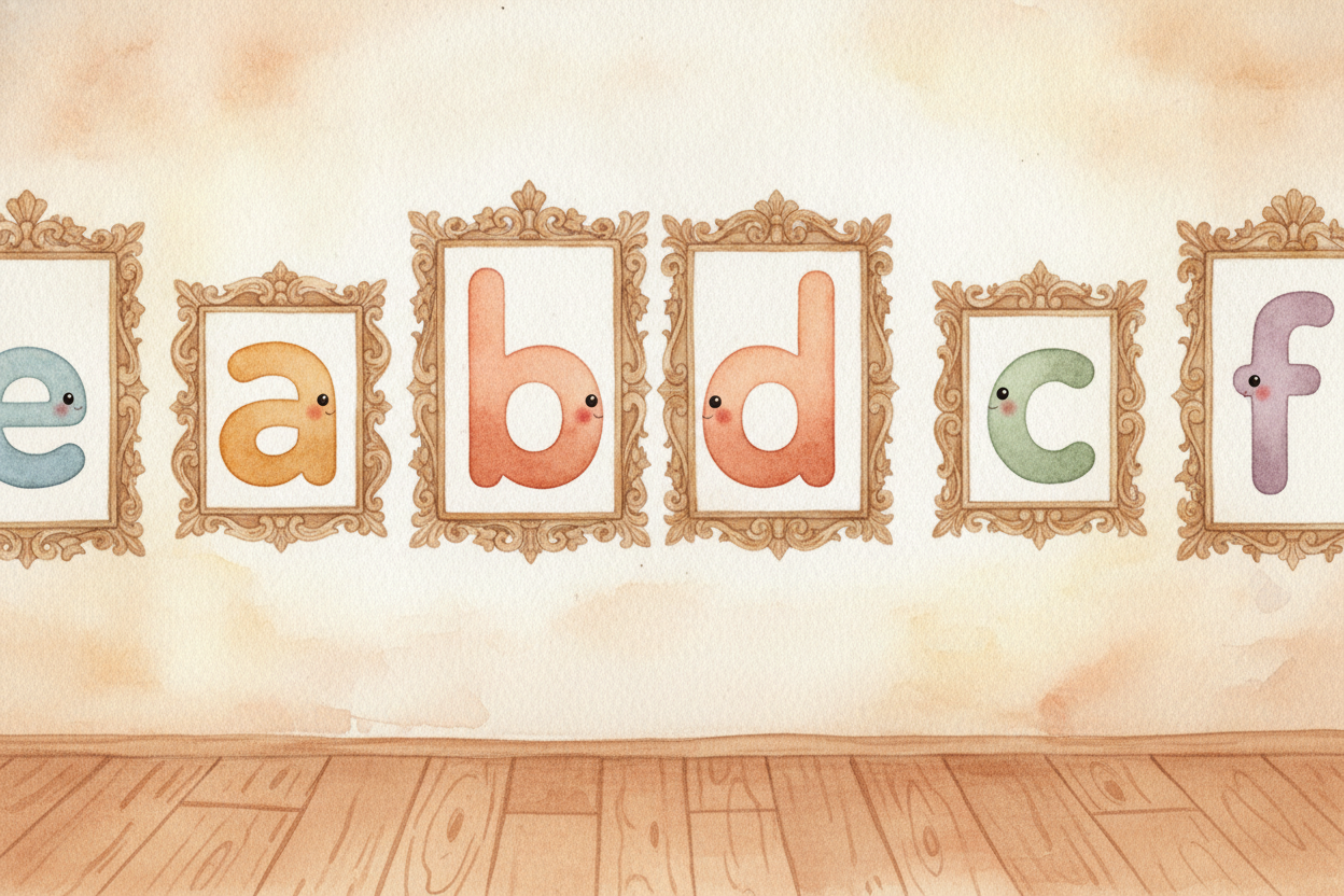 First, the eyes have to learn that letters are special. A "b" and a "d" are ~~mirror twins~~ — **same circle, same stick