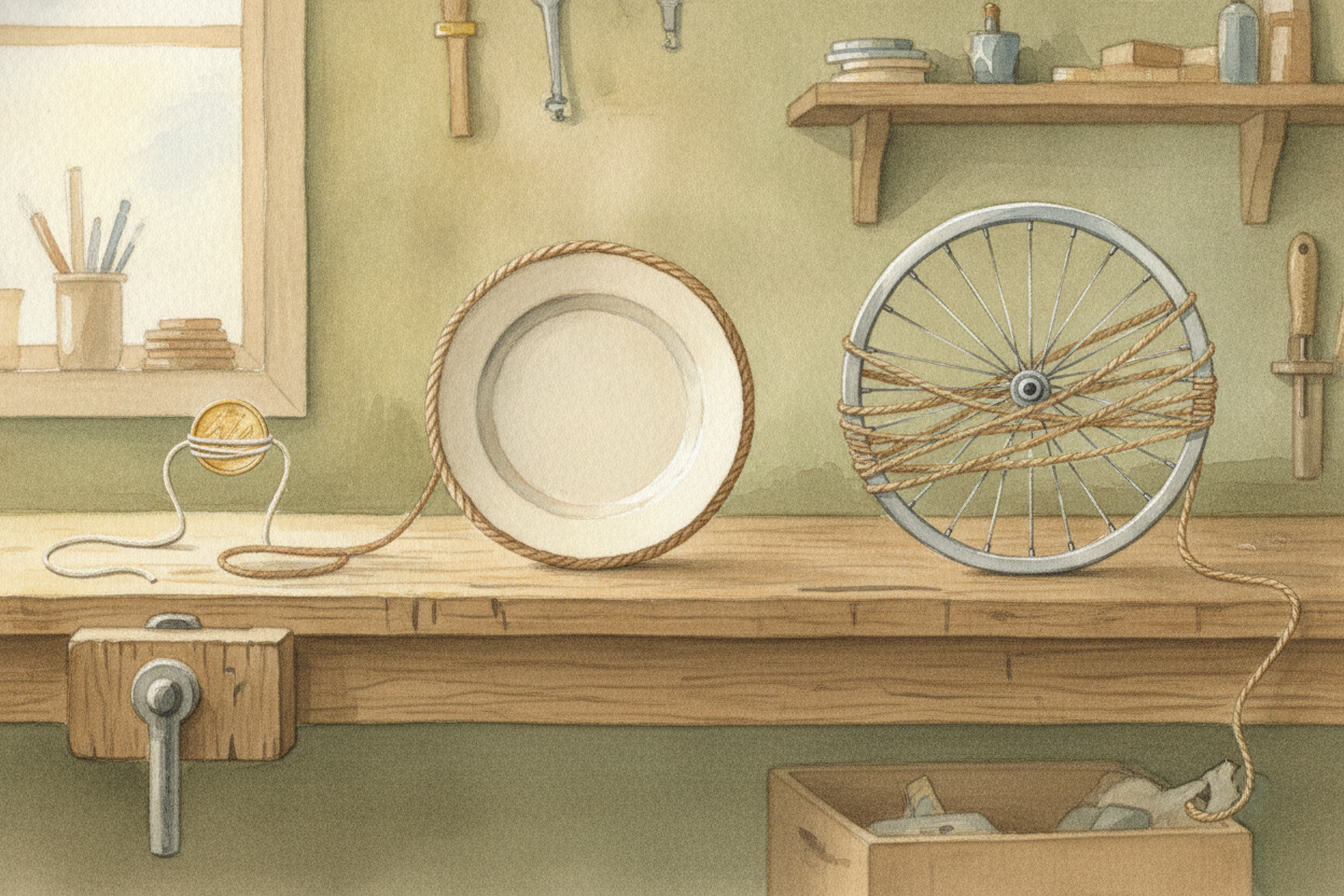 ~~Now do this for circles of all sizes~~ — a coin, a plate, a bicycle wheel. **Every single time**, measure the circumfe