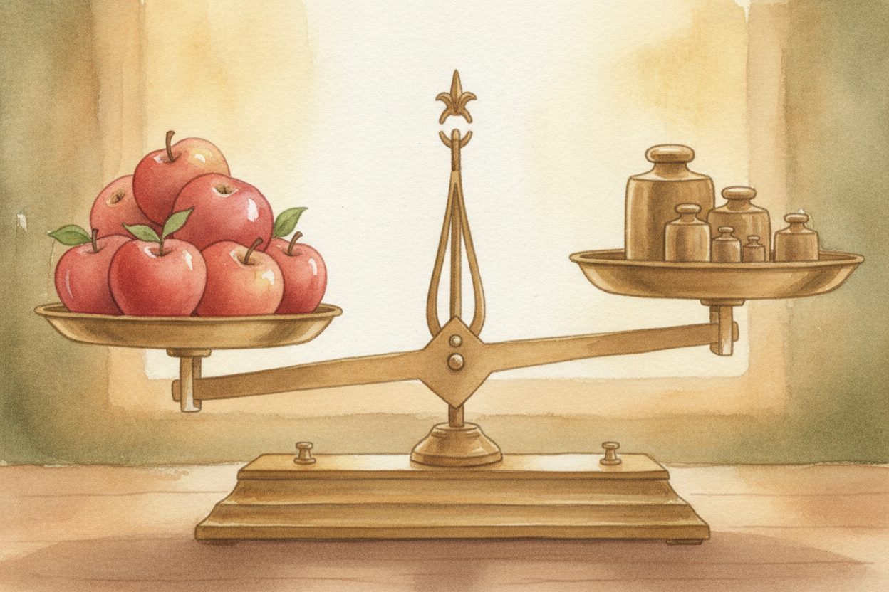 **Weight is trickier**, because _you can't lay a heavy thing along a stick_. So we use a different trick: balance. Put y