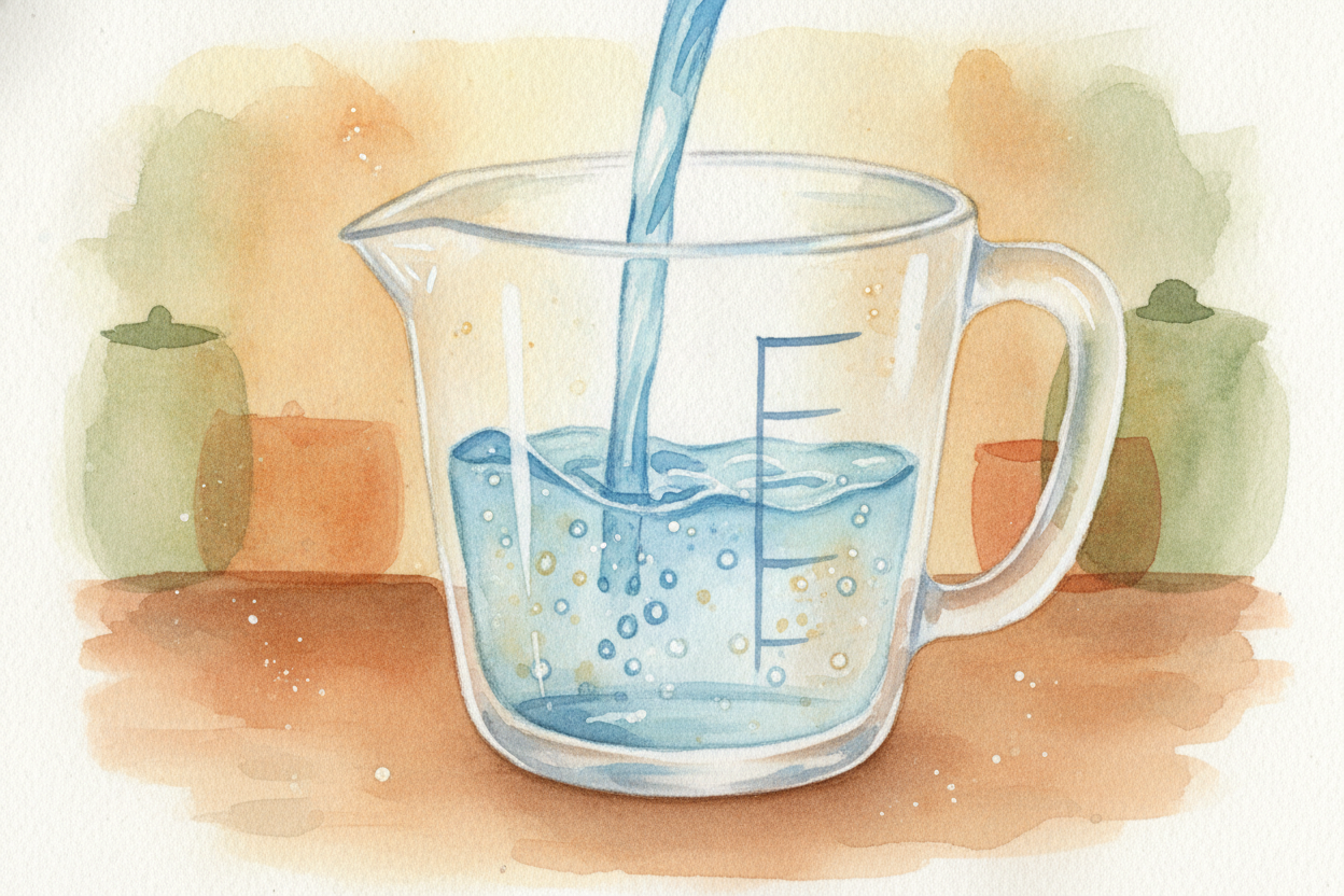 To measure how much something holds, you simply **fill it to the line**. Pour water in until it reaches the mark, and no