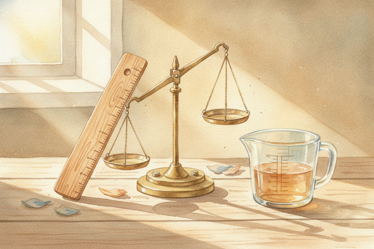 ~~So here's the secret~~ hiding behind every ruler, scale, and cup: **measuring is just comparing**. We compare length t