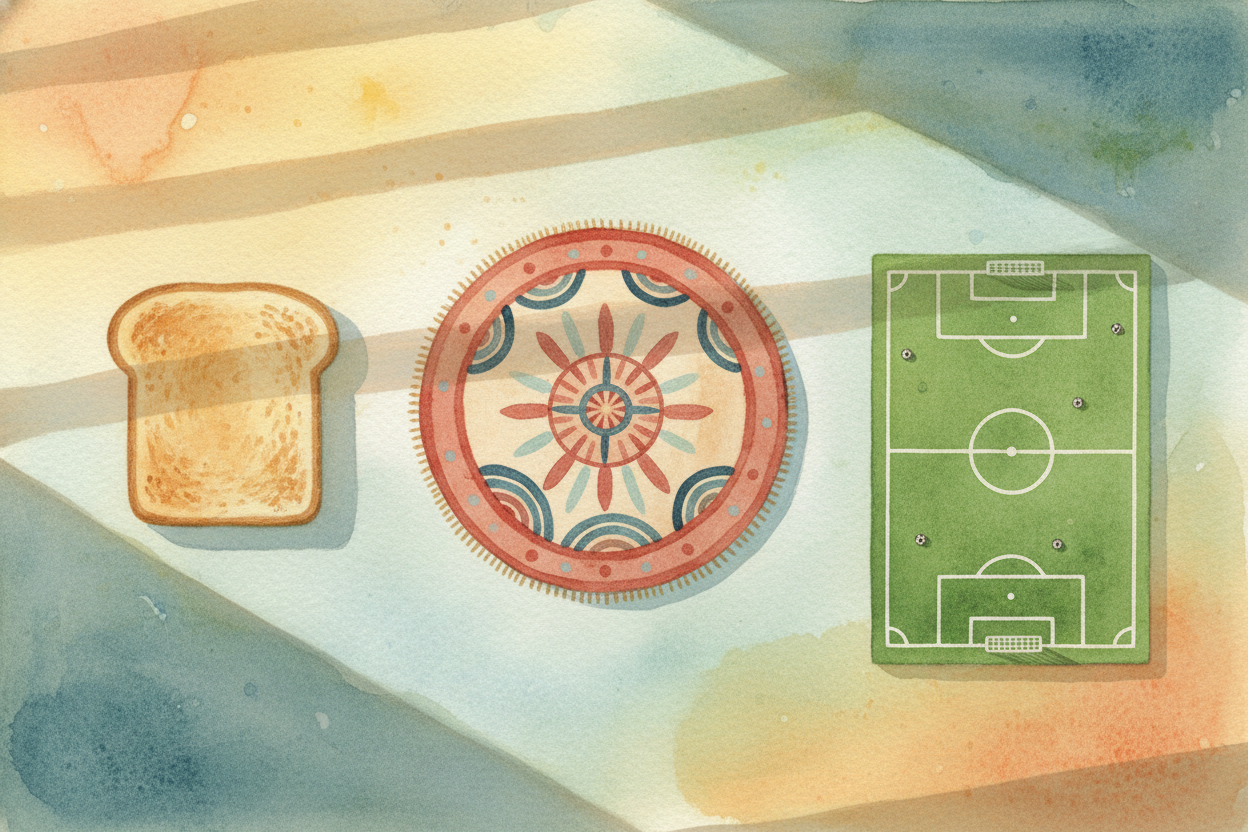 Look at any flat shape — a slice of toast, a rug, a soccer field. Now ask the strangest question you can ask about it: ~