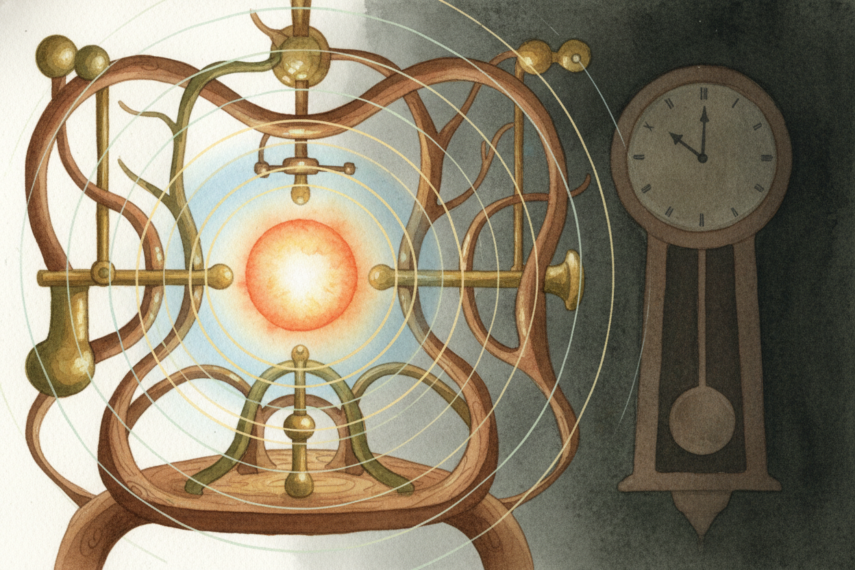 **Time is trickier** because it only flows forward and you can't hold it in your hand. We used to measure it with the Su