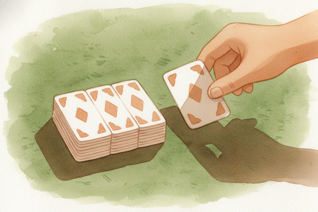 ~~But cards do remember — sort of.~~ Once you draw a card and don't put it back, the deck has changed. Pull one heart ou
