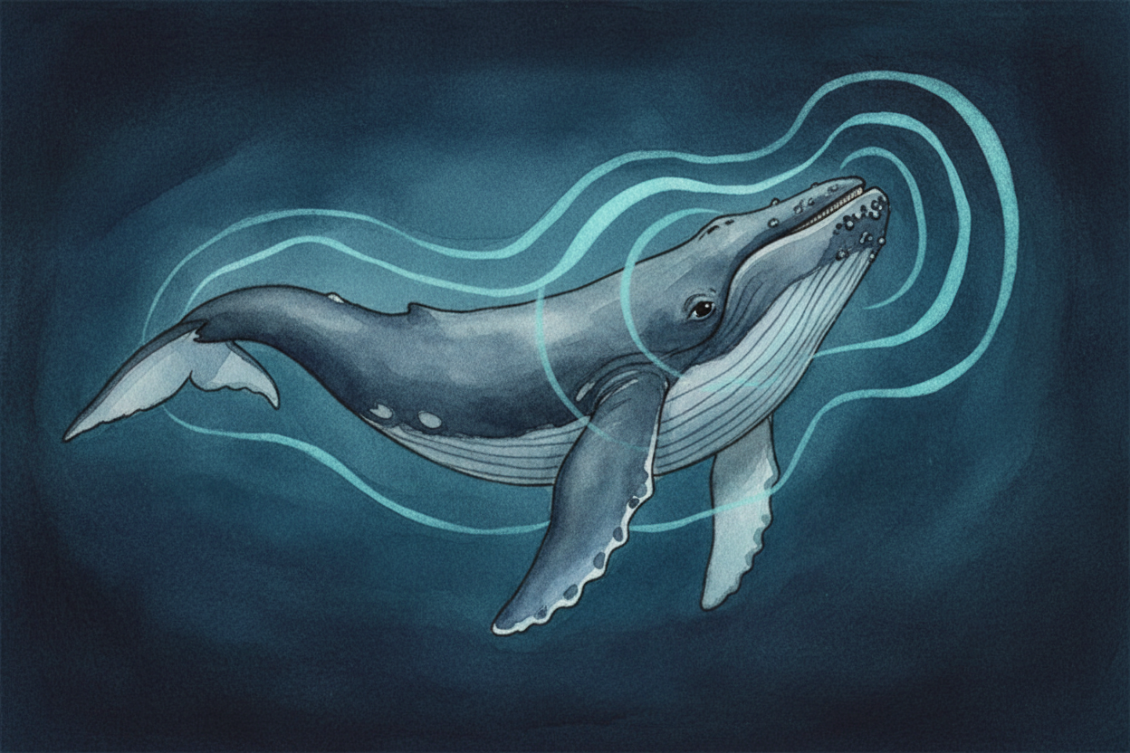 Deep in the ocean, where sunlight fades to blue-black and the nearest whale might be miles away, ~~how do whales have a 
