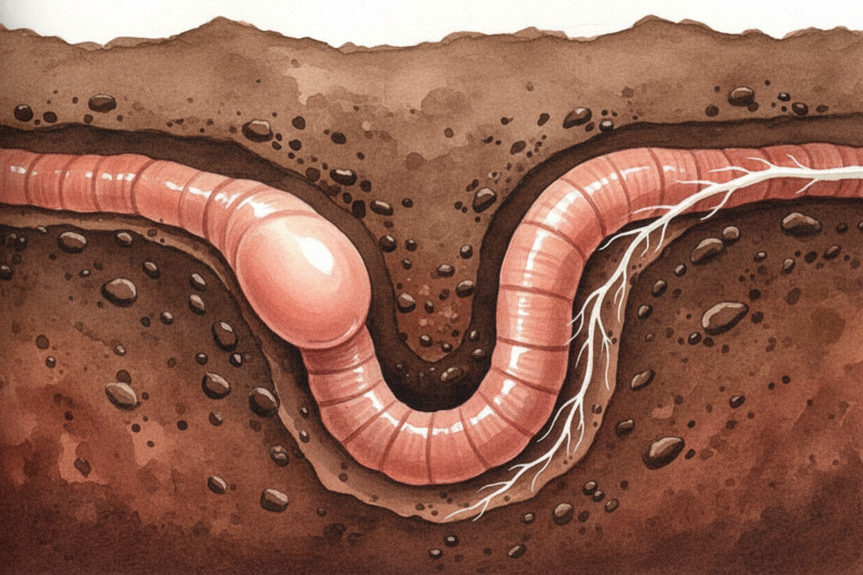 ~~First, worms dig.~~ As they wiggle forward, they push soil aside, carving tunnels everywhere they go. These tunnels ac