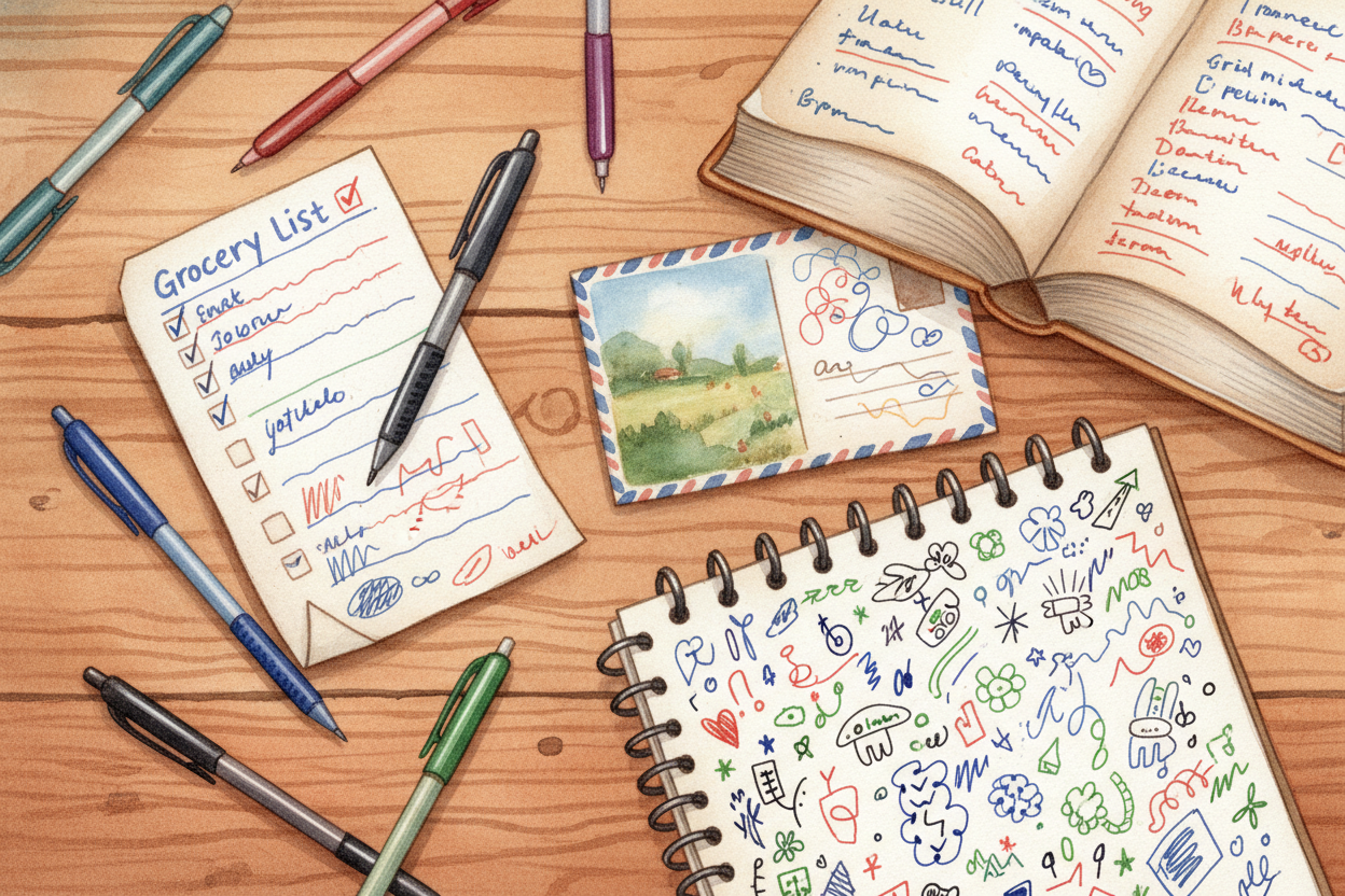 **The genius of the ballpoint is its simplicity**. ~~No levers, no pumps, no electricity~~ — *just one tiny ball that ro
