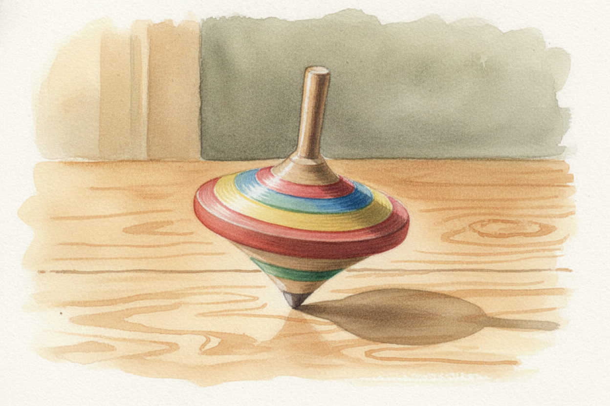 ~~First move:~~ the spinning wheels are **like gyroscopes**. You know how a spinning top stays upright as long as it spi