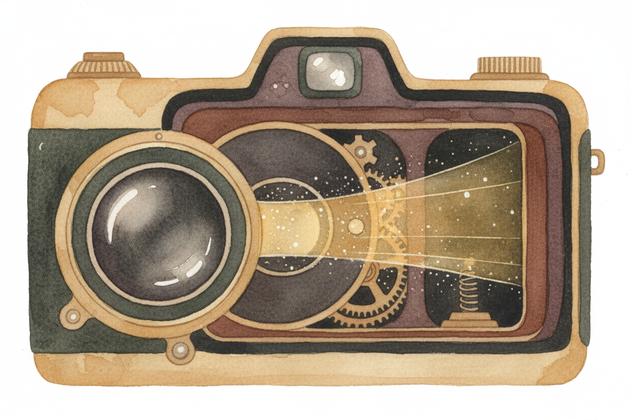 Inside every camera is a dark box — like a tiny room with all the curtains closed. Light can't get in unless you let it.