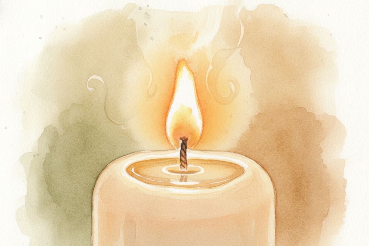 ~~Here's the secret:~~ **the candle is eating itself**. _Not like you eat a sandwich_ — **more like a very slow, very or