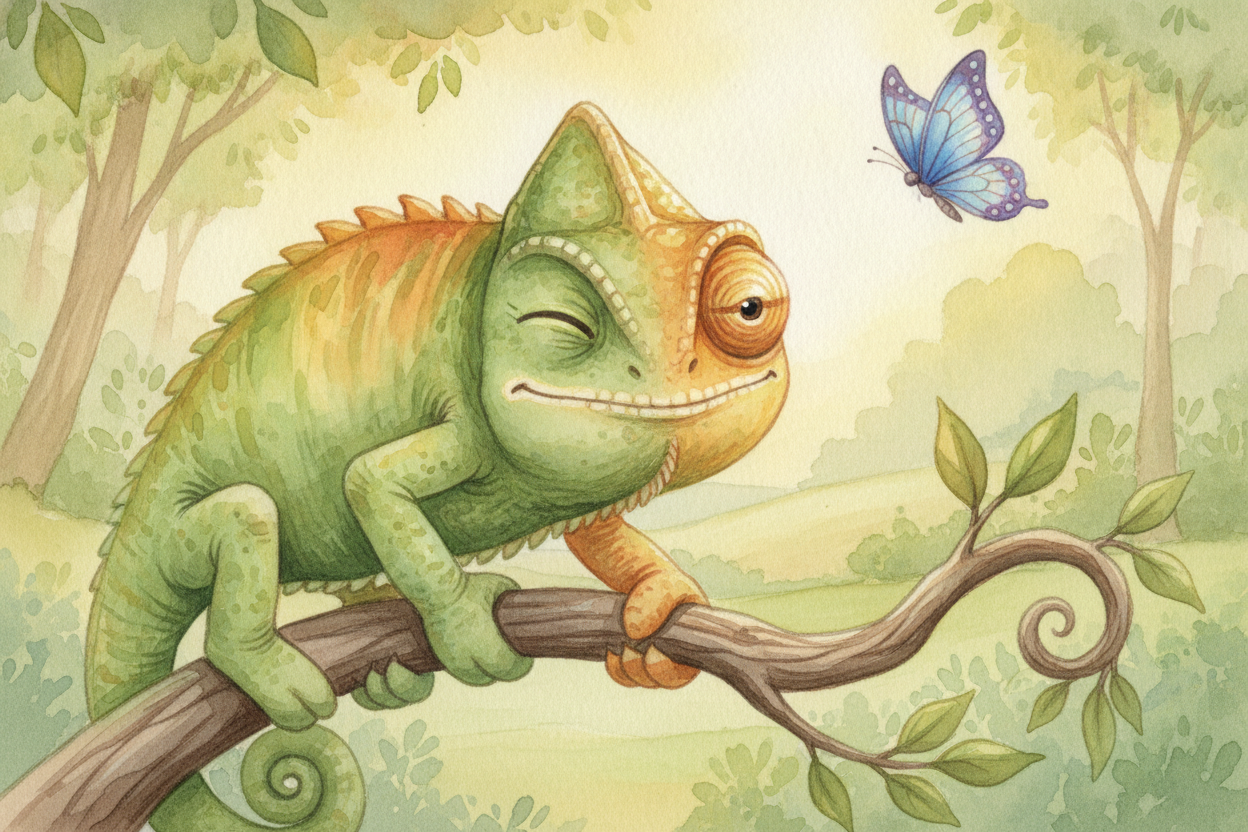~~So there's no paint, no spying, no magic~~ — just **bouncing crystals** and two acrobatic eyes. A chameleon is basical