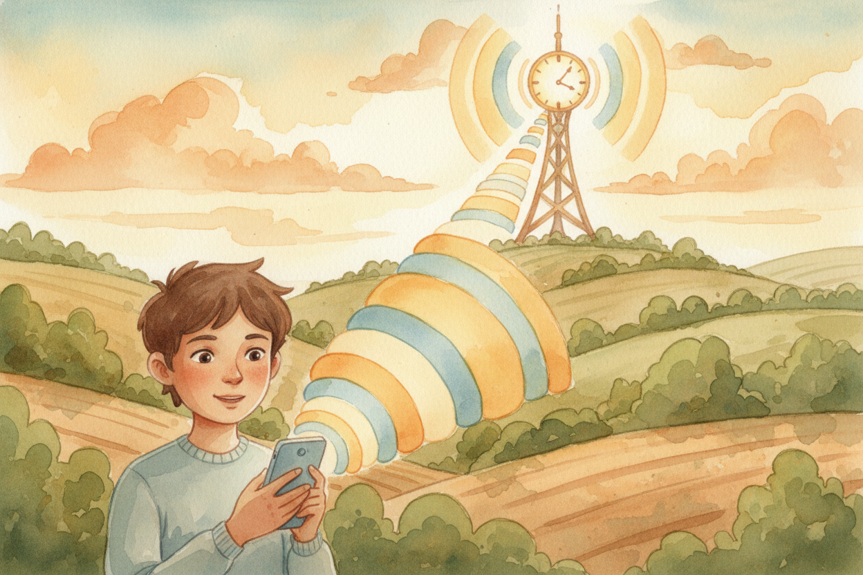 ~~So your phone cheats.~~ Every few minutes, when it has internet, it sends a question into the air: **"Hey, what time i