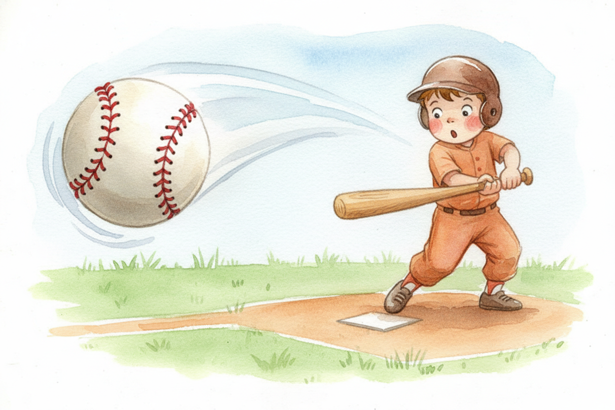 A pitcher winds up and throws. The ball leaves their hand spinning hard, streaks toward home plate — ~~then suddenly div