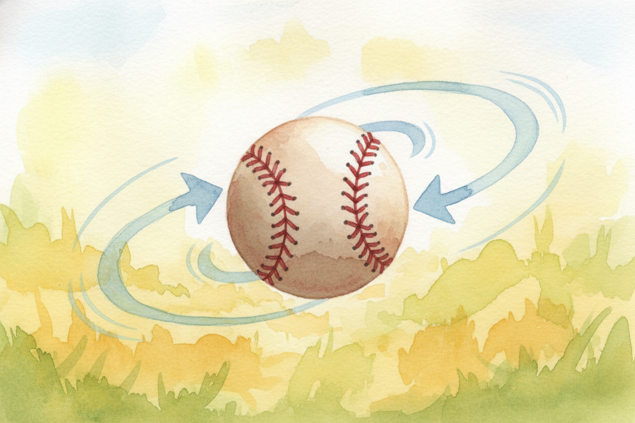 ~~Here's why spin matters.~~ As the spinning ball flies forward, it drags a thin layer of air around with it — the seams