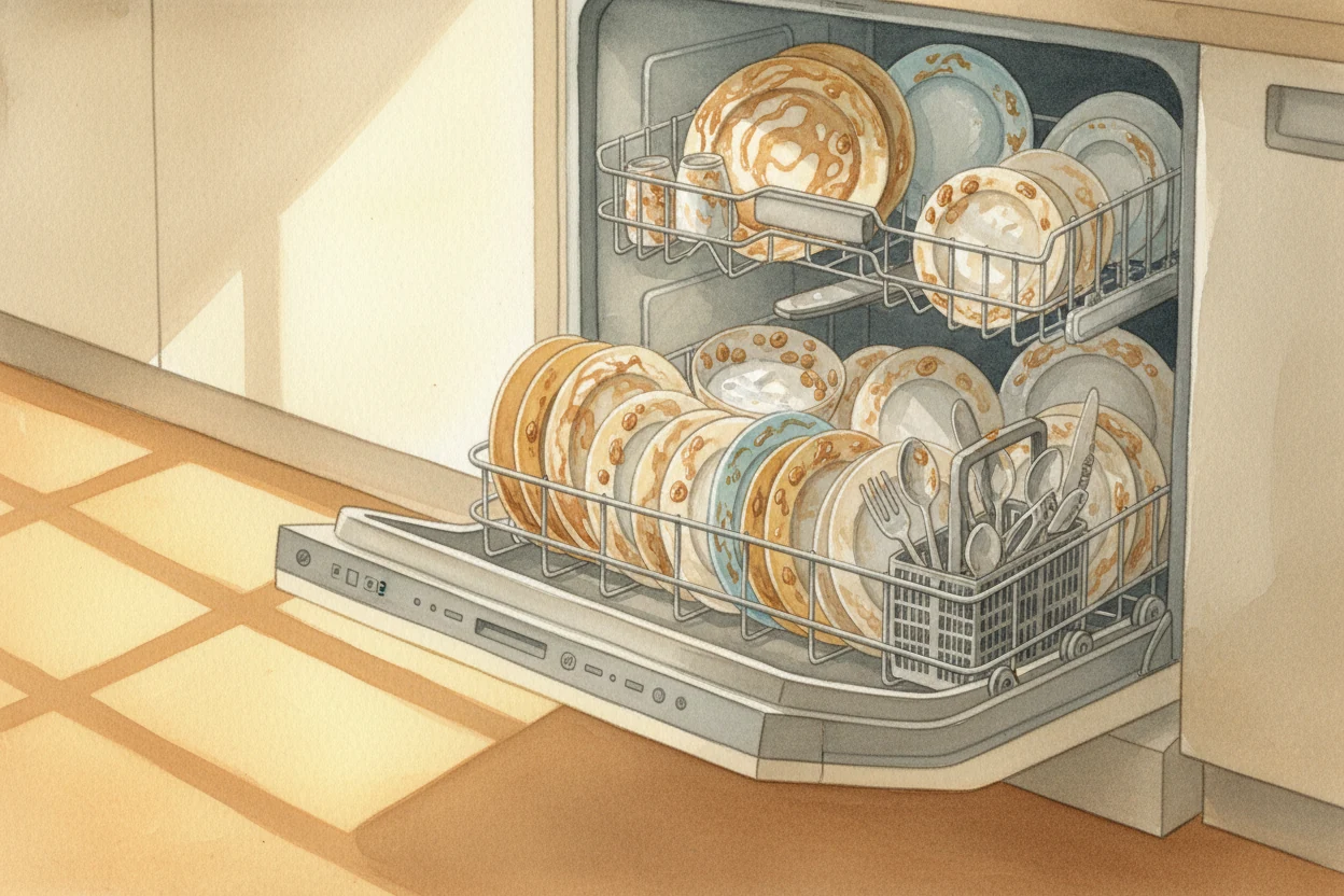How does a dishwasher clean dishes?