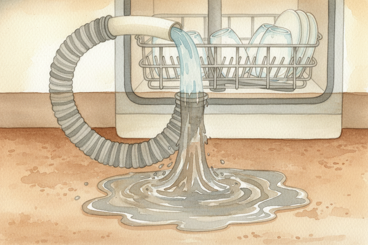 The wash cycle runs for a while — ~~spray, spin, spray, spin~~ — then the machine *drains all that dirty water out* thro