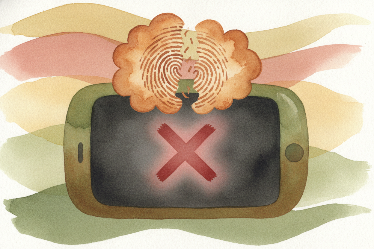 If the codes don't match — maybe it's someone else's thumb, or you pressed at a weird angle — the phone stays locked. ~~