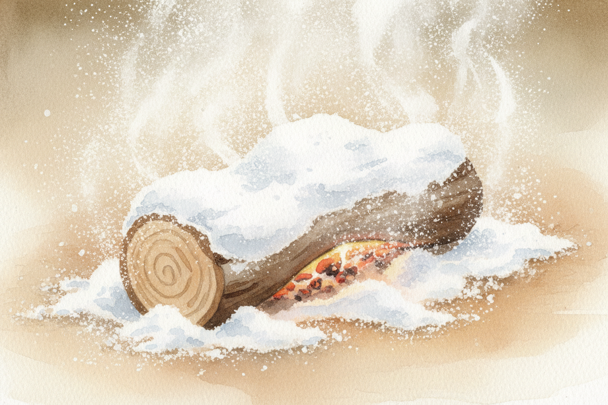 When that powder ~~hits the flames~~, it does **two things at once**. First, it coats the burning material — the fuel — 