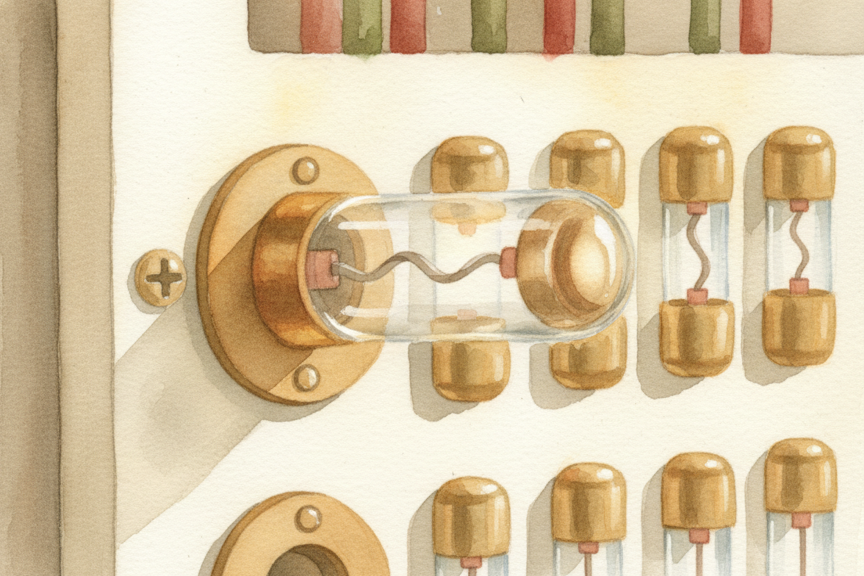 Meet the ++fuse++: a short metal strip inside a small glass tube, sitting in your home's electrical panel. It looks bori
