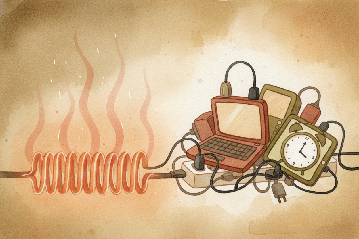 Electricity flowing through a wire makes it warm—the same way **rubbing your hands together** makes them warm. *A little