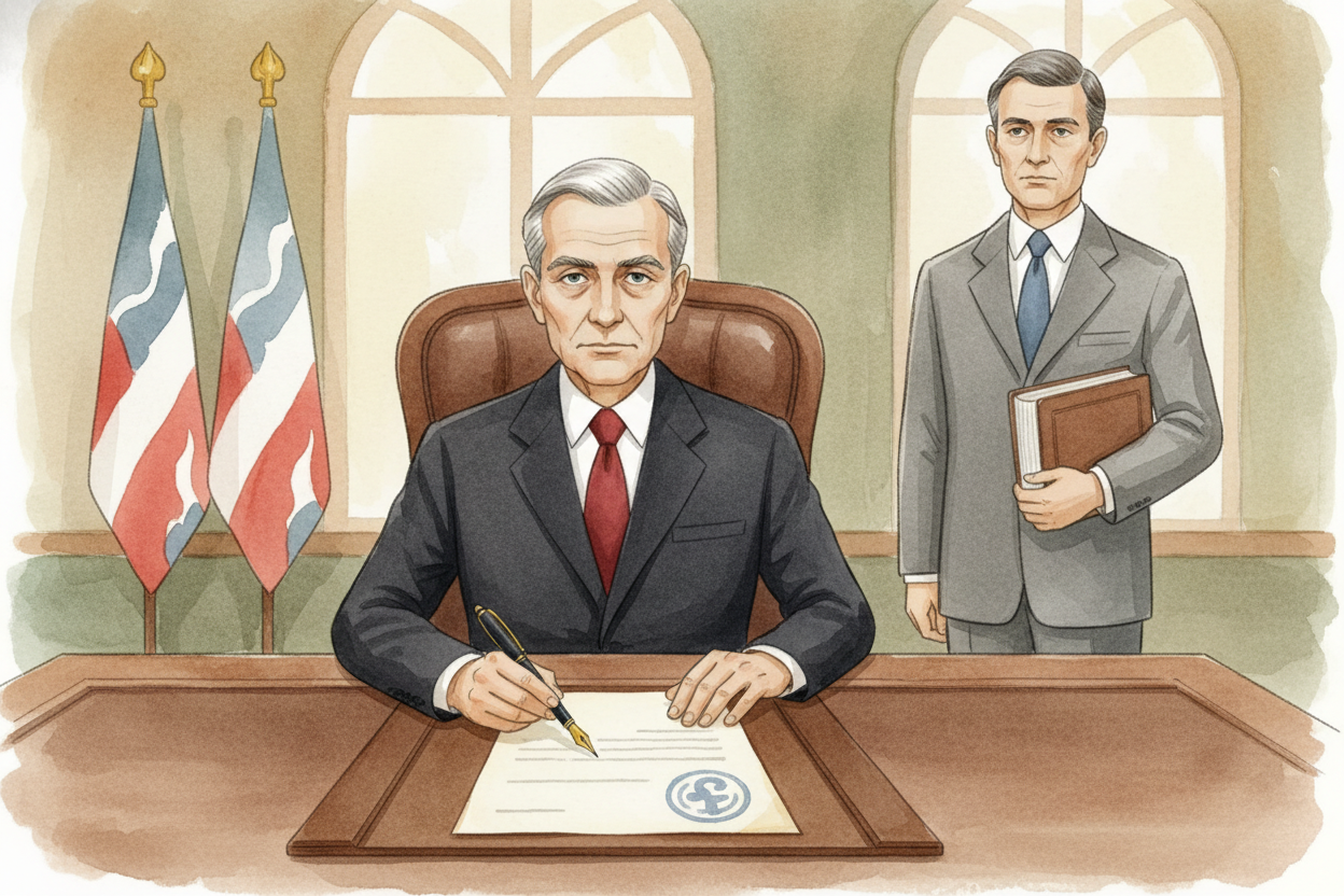 Let's say the bill survives both chambers. ~~Next stop:~~ the leader of the government — a president or prime minister. 