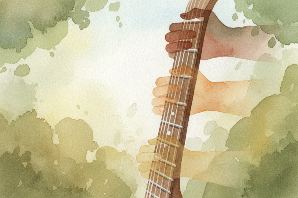 Each fret gives you **one half-step higher**. Press the first fret, you're one note up. Second fret, two notes up. ~~Kee
